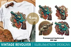 Vintage Revolver Sublimation Print Design PNG Product Image 1