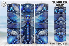 Dragonfly and Blue Bird of luck Tumbler Sublimation, 20 oz Product Image 2