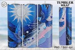 4 Blue Bird of luck Tumbler Sublimation, 20 oz Product Image 3