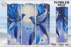 4 Blue Bird of luck Tumbler Sublimation, 20 oz Product Image 4
