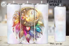 4 Boho Moon Tumbler Sublimation, 20 oz Tumbler Wrap Product Image 2