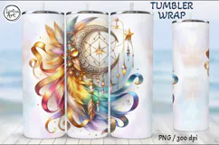 4 Boho Moon Tumbler Sublimation, 20 oz Tumbler Wrap Product Image 3