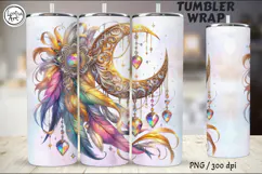 4 Boho Moon Tumbler Sublimation, 20 oz Tumbler Wrap Product Image 4