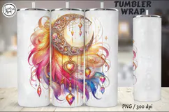 4 Boho Moon Tumbler Sublimation, 20 oz Tumbler Wrap Product Image 5