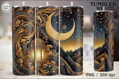 Stars and Moons Tumbler Sublimation, 20 oz Wrap Product Image 1
