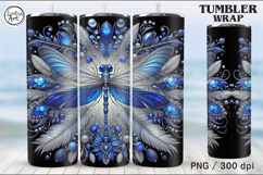 Dragonfly and Blue Bird of luck Tumbler Sublimation, 20 oz Product Image 5