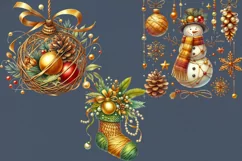 4 Christmas Decor. Watercolor Cliparts. 4 PNG sublimation Product Image 2
