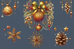 4 Christmas Decor. Watercolor Cliparts. 4 PNG sublimation Product Image 3