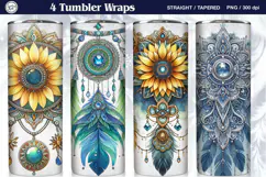 4 Boho Tumbler Sublimation, 20 oz Tumbler Wrap Product Image 1