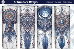 4 Boho Tumbler Sublimation, 20 oz Tumbler Wrap Product Image 1