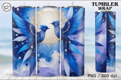 4 Blue Bird of luck Tumbler Sublimation, 20 oz Product Image 2
