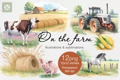 On The Farm watercolor PNG Clipart Product Image 1