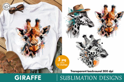 Watercolor Giraffe Sublimation design PNG Product Image 1