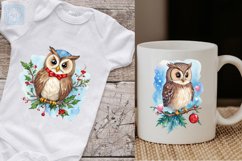 Watercolor winter Owls cliparts. 8 PNG sublimation Product Image 4