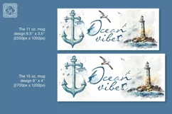 Ocean Vibes mug PNG sublimation. 11 & 15 oz mug wrap PNG Product Image 2