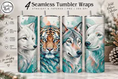 Wildlife Tumbler Wrap| Fox Tiger Wolf Polar Bear PNG Product Image 1