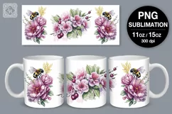 Cherry flower PNG sublimation. 11 & 15 oz mug wrap Product Image 1