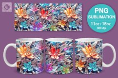 3D Crystal Flowers mug PNG sublimation. 11 &amp; 15 oz mug wrap Product Image 1