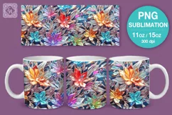 3D Crystal Flowers mug PNG sublimation. 11 & 15 oz mug wrap Product Image 1