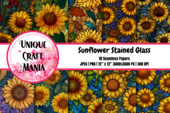 Sunflowers Stained Glass Seamless Pattern Product Image 1