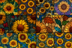 Sunflowers Stained Glass Seamless Pattern Product Image 2