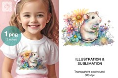 Cute Little Mouse Watercolor clipart, print design PNG Product Image 1