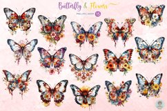 Butterfly Floral Watercolor Sublimation Clipart Bundle Product Image 2