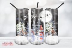 Let It Snow Winter Snowman 20oz Skinny Tumbler Sublimation Product Image 1