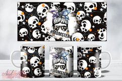 11oz Coffee Mug Wrap Halloween Cobweb Skull Momster Product Image 1
