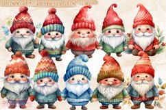 Cute Gnome Christmas Watercolor Clipart Product Image 1