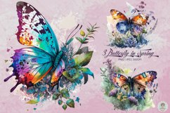 Watercolor Spring Butterfly Sublimation Clipart Product Image 1