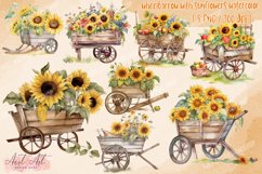 Weelbarrow with Sunflowers Watercolor Clipart Product Image 1