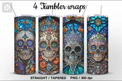Stained Glass Skull Tumbler, 20 oz Tumbler Wrap Product Image 1
