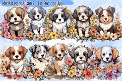 Adorable Dog and Flowers Clipart Product Image 1