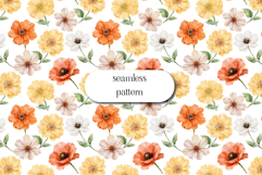 Watercolor Floral Seamless Pattern Warm Spring Flowers Product Image 1