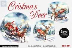 Santa's Reindeer cliparts. 3 PNG sublimation Product Image 1