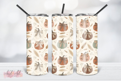 Boho Pumpkin Bow Tumbler Wrap PNG Product Image 1