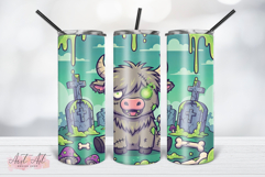 Zombie Highland Cow Tumbler Wrap PNG Product Image 1