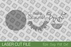 Hello Summer Round Sign. Sunflower Door Hanger. SVG Product Image 2