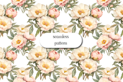 Peonies digital paper , peonies scrapbook, peony pattern Product Image 1