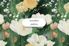 Painterly Floral Seamless Pattern Green Garden JPG Product Image 1