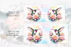Hummingbird PNG sublimation. 11 & 15 oz mug wrap Product Image 2