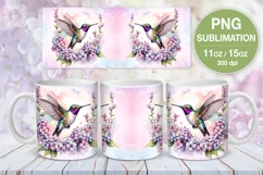 Hummingbird PNG sublimation. 11 & 15 oz mug wrap Product Image 1