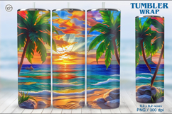 Stained Glass Sunset Sublimation, 20 oz Tumbler Wrap Product Image 1