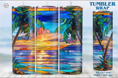 4 Stained Glass Sunset Sublimation, 20 oz Tumbler Wrap Product Image 5