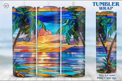 4 Stained Glass Sunset Sublimation, 20 oz Tumbler Wrap Product Image 5