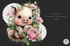 Watercolor Spring Piggy Sublimation Clipart Collection Product Image 2