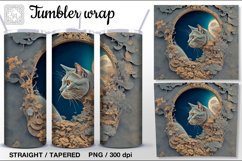 3d Moon and Cat Tumbler Sublimation, 20 oz Tumbler Wrap Product Image 1