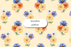 Watercolor Floral Seamless Pattern Colorful Blooms Product Image 1