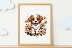 Adorable Dog and Flowers Clipart Product Image 2
